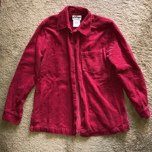 national red corduroy button down long sleeve